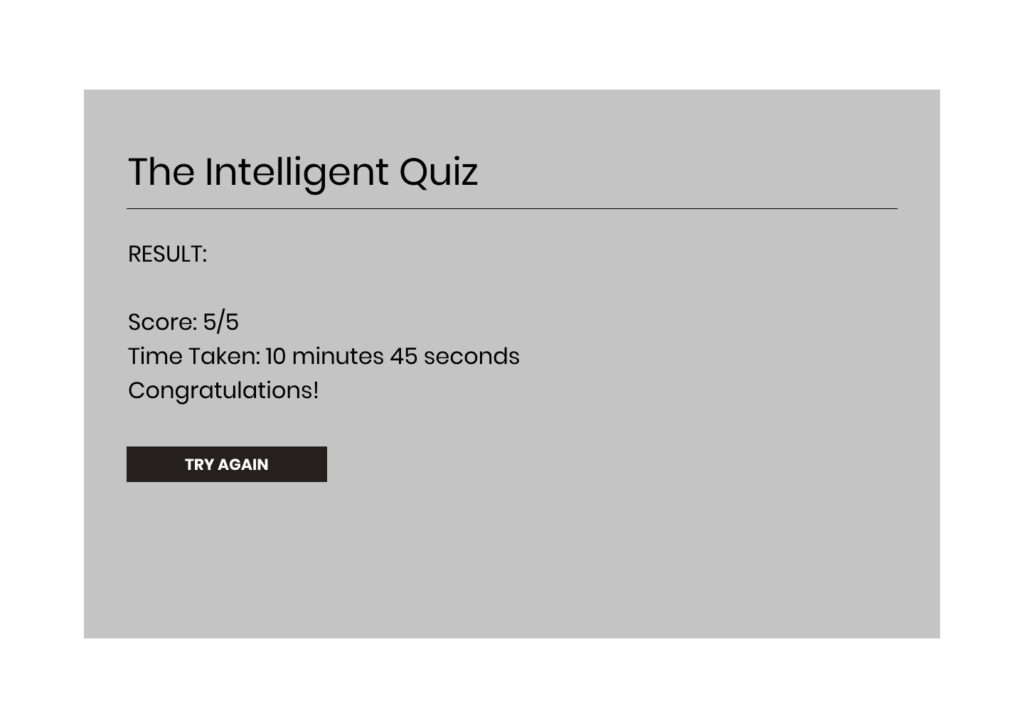 Wireframe – JavaScript Quiz Format 3 (Results)