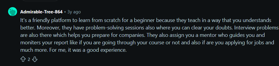 Coding Ninjas DSA Course Review on Reddit