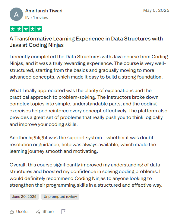 Coding Ninjas DSA Course Review
