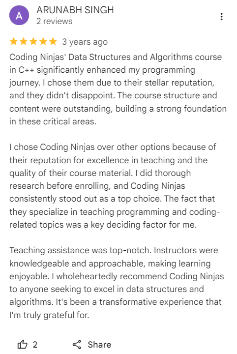 Coding Ninjas DSA Course Review