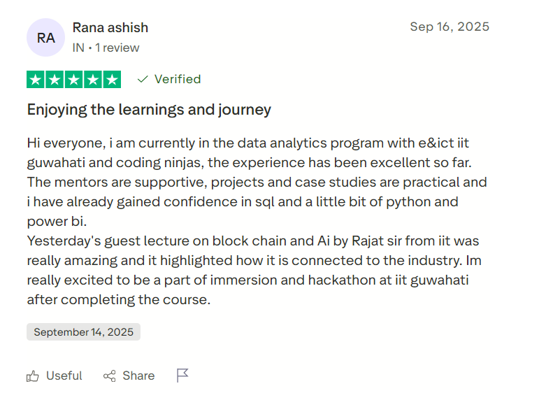 Coding Ninjas Data Analytics Course Review