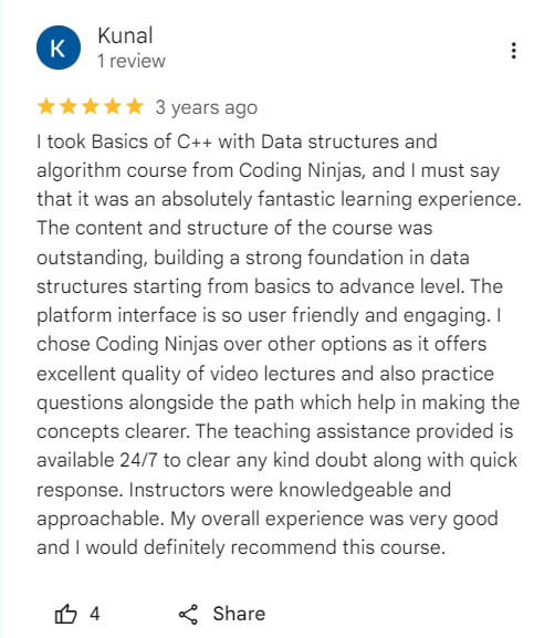 Coding Ninjas DSA Course Review