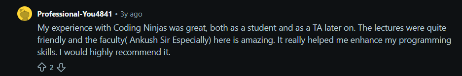 Coding Ninjas DSA Course Review on Reddit