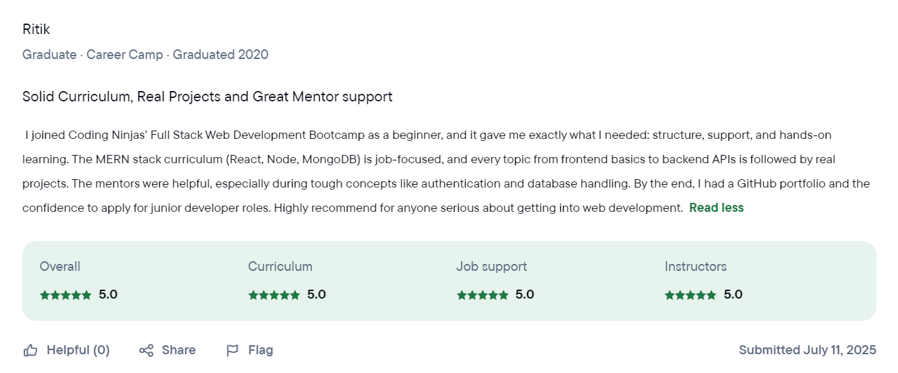 Coding Ninjas Software Development Review