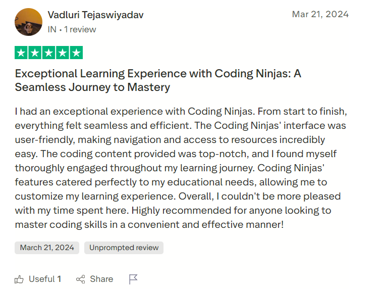 Coding Ninjas Software Development Course Review
