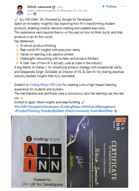 Coding Ninjas ALL INN TESTIMONIALS