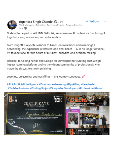 Coding Ninjas ALL INN TESTIMONIALS