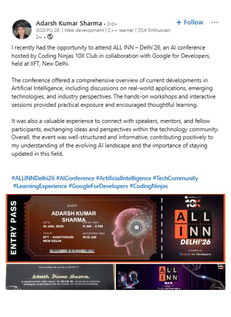 Coding Ninjas ALL INN TESTIMONIALS